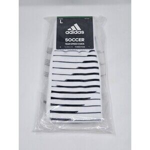 Adidas Team Speed II Soccer Baseball Sock White/Dark Blue Navy Large Socks